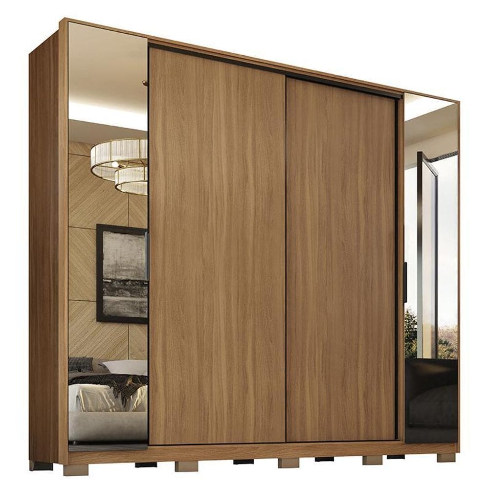 Guarda Roupa Casal Laredo 4 Portas Flex com Espelho e Pés - Demartêz
