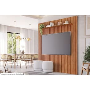 Painel Home p/ TV até 65 Pol Maragogi c/ Prateleira Ripado 185x220cm Cinamomo - Permóbili