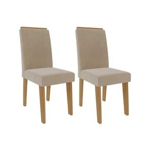 Cadeira Sala de Jantar Taís Kit 2 Un Nature/Suede Nude Bege - Cimol