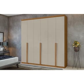 Guarda Roupa Casal 6 Portas e 4 Gavetas Alonzo New Amêndoa/Off White - Lopas