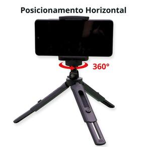 Tripé Leve e Versátil para Celular - Ajuste de Altura e Rotação 360° - Tripod 21 cm - 110 gramas - Apoio p/ assistir na cama, mesa e filmagem