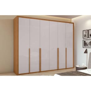 Guarda Roupa Casal 6 Portas e 6 Gavetas Imperatore Amêndoa/Off White - Lopas