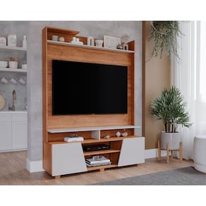 Home p/ TV até 55 Pol Master c/ 2 Prateleiras e Pés 135x183cm Cinamomo/Off White - Permóbili
