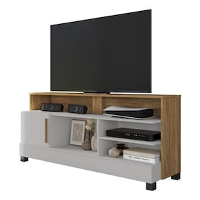 Rack Taipu TV 55 Polegadas com 1 Porta e Pés Madeira Maciça