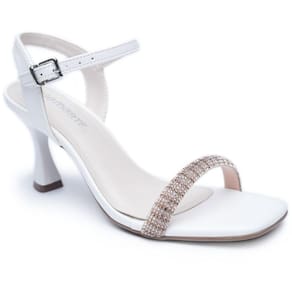 Sandália Via Marte Strass Salto Médio Feminina - Branco