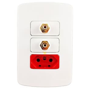 Painel Parede Tomada 4×2 Áudio Duplo L R Tomada 20A
