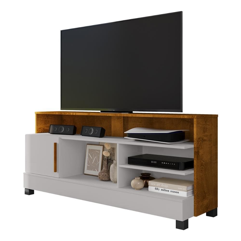 Rack Taipu TV 55 Polegadas com 1 Porta e Pés Madeira Maciça