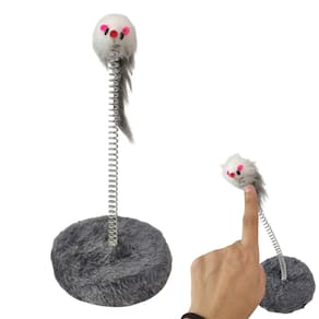 Arranhador Gato Felino Pet Ratinho Mola Guizo Brinquedo Interativo Animal de Estimaçao Lazer Entretenimento Diversao