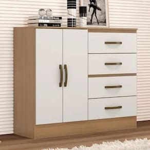Comoda 2 Portas 4 Gavetas Fartura Nature Off White