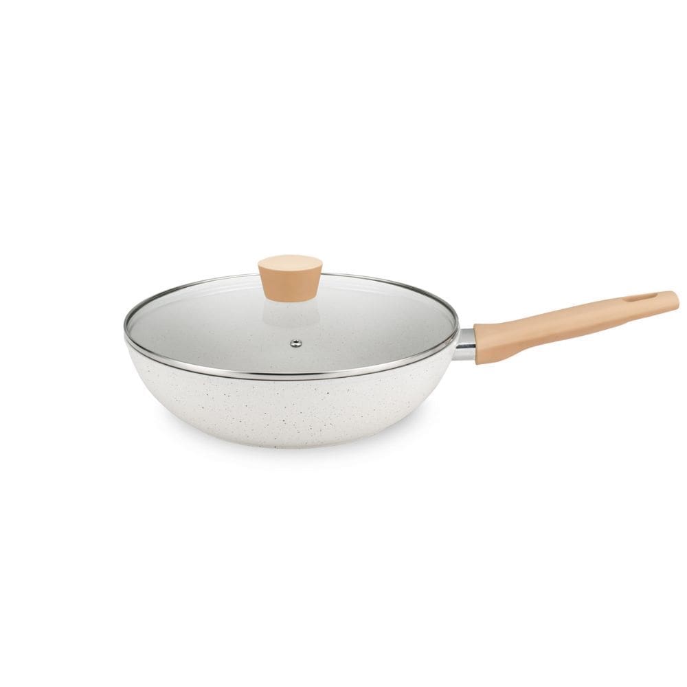 Frigideira Wok Antiaderente Carmela Vanilla Com Tampa