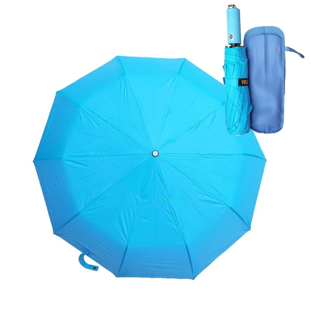 Guarda Chuva Automático Abre e Fecha Dobrável Fibra Blackout Proteção Solar UV com Lanterna LED Rotativa