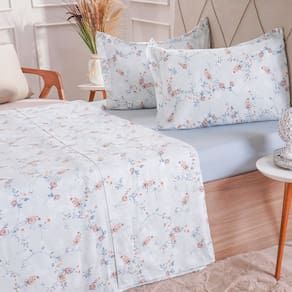 Jogo de Cama Casal 200 Fios Estampado 4 Pçs 140x190x35