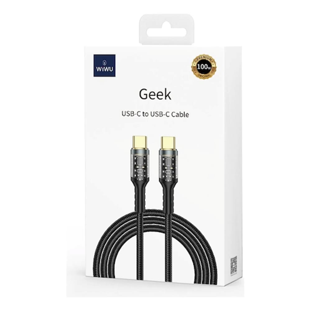 Cabo Geek Tipo-C X Tipo-C 100W - Comp. 120Cm - Preto - Wiwu - 4121
