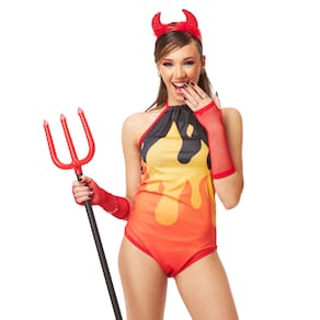 Fantasia Carnaval Diabinha Foguinha Body Feminino Adulto