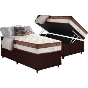 Cama Box Baú Solteiro: Colchão Molas Ensacadas D Angelis Anjos Superlastic King Best + Base CRC Courano Brown (88x188)