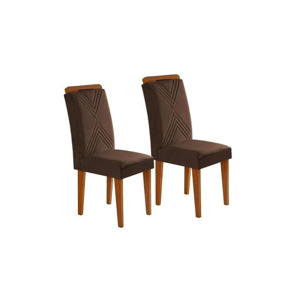 Kit 2 Cadeiras Sala Jantar Amsterdã 2 Un Madeira Capuccino-suede Marrom - Rufato