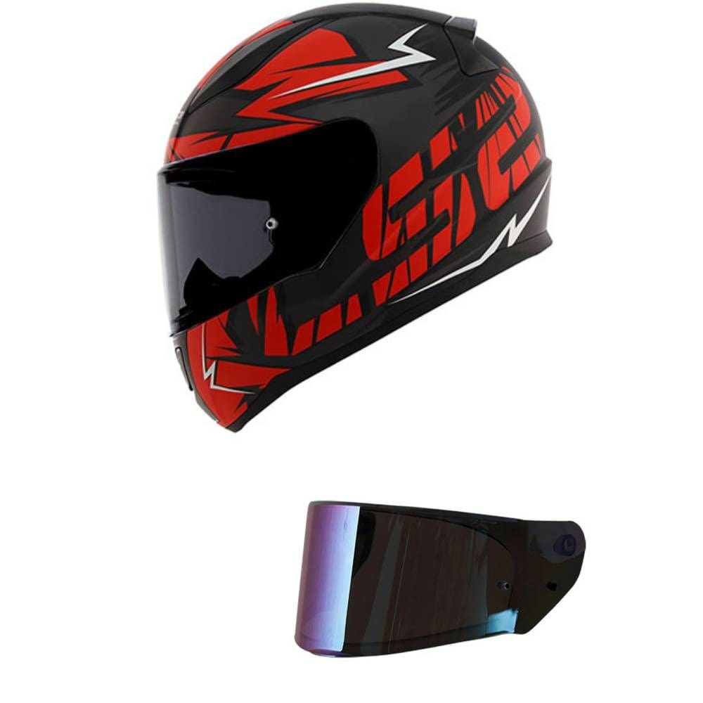 Capacete LS2 FF353 Rapid Cromo Preto e Vermelho Mais Viseira Camaleão