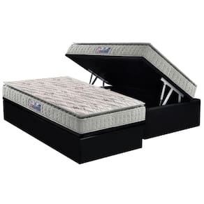 Conjunto Box Baú Solteiro: Colchão Espuma D Angelis Anjos D33 Orthosono One Face + Base CRC Suede Black (88x188)