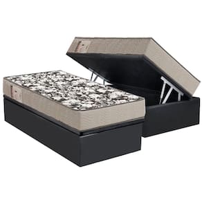 Conjunto Box Baú Solteiro: Colchão Espuma Ortobom D26 Physical Ultra Resistente + Base CRC Suede Gray (88x188)