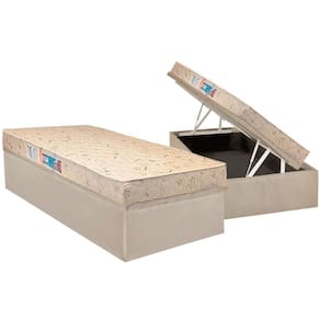 Conjunto Box Baú Solteiro: Colchão Espuma Luckspuma D26 Serene + Base CRC Suede Clean (88x188)