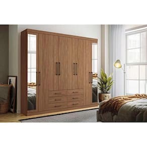Guarda Roupa Casal 8 Portas (2 C- Espelho) E 6 Gavetas Master 8.6 Jatobá