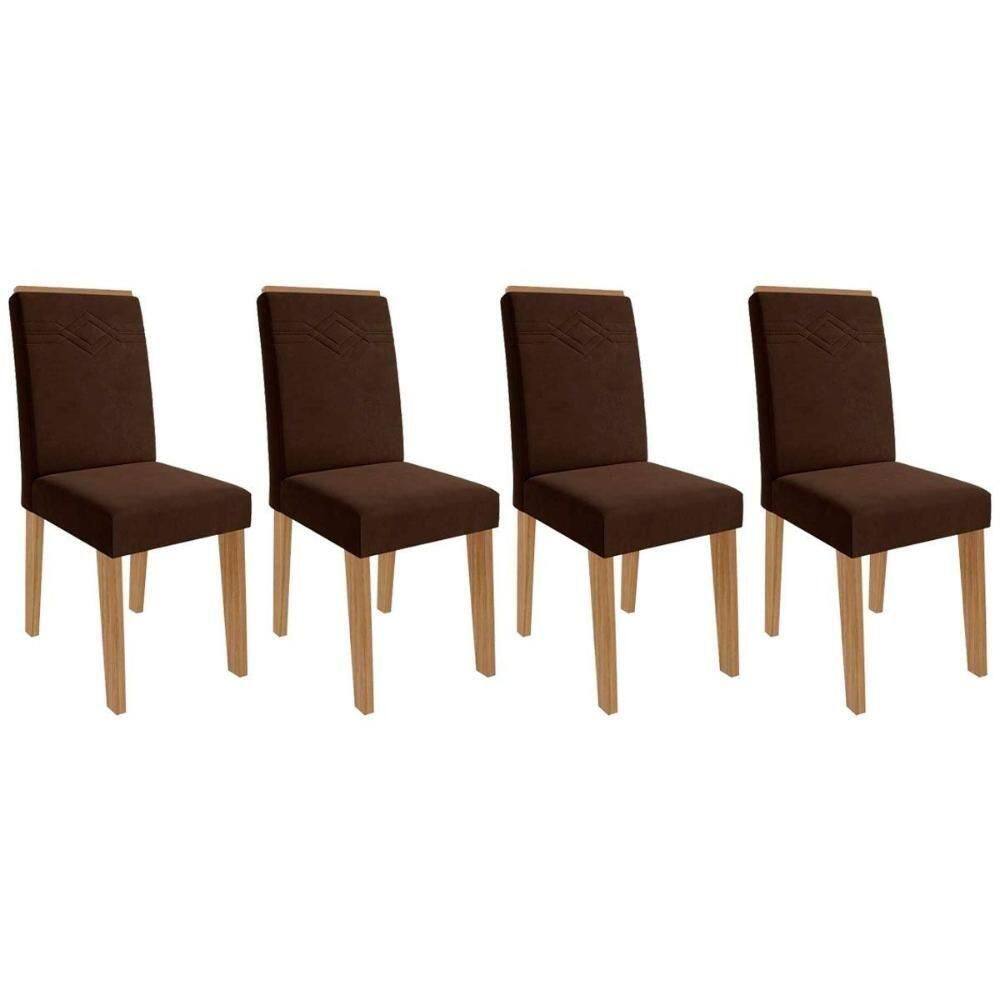 Cadeira Sala De Jantar Taís Kit 4 Un Nature-suede Joli Chocolate - Cimol