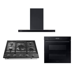 Cooktop Black Inox 5 Queimadores Wi-Fi Dupla Chama + Kit de recirculação + Coifa Wi-Fi + Forno Elétrico Função Air Fry Wi-Fi 76L