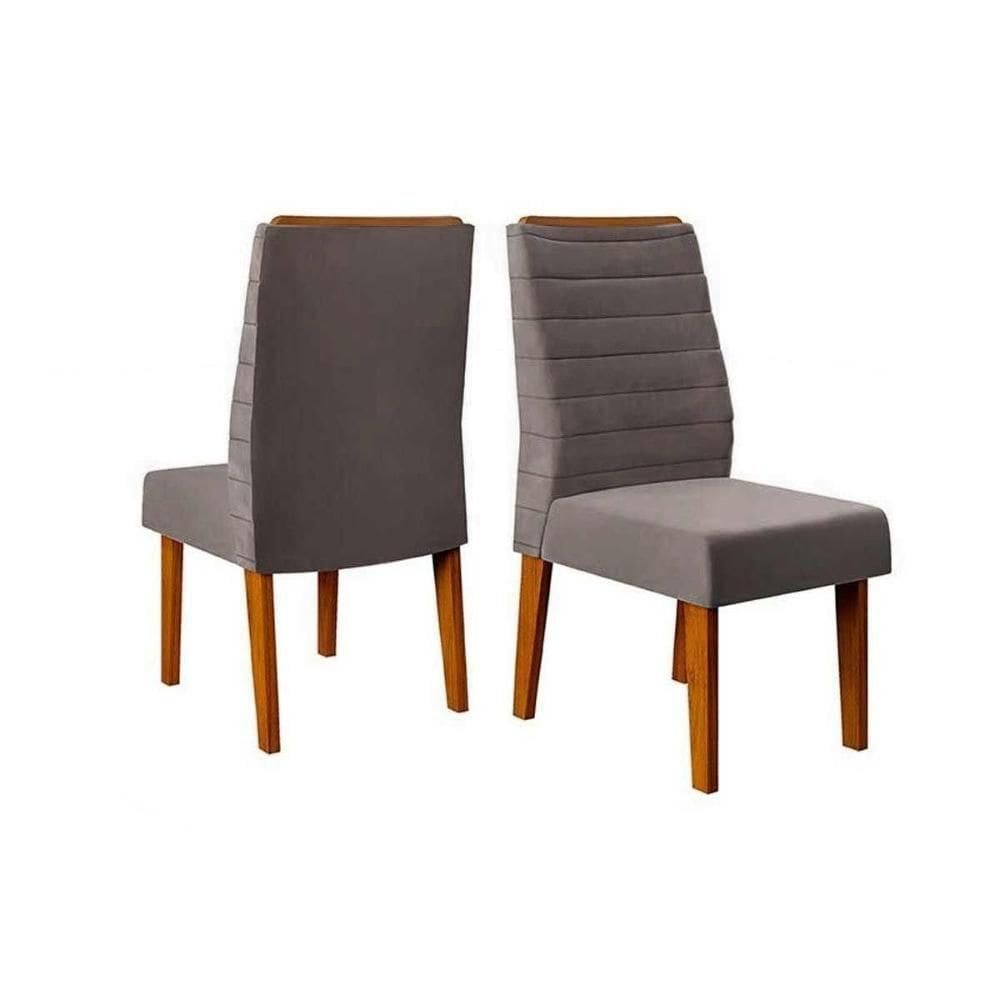 Kit 2 Cadeiras Sala Jantar Ondina 2 Un Freijó-suede Lunar Grafite - Dj Móveis