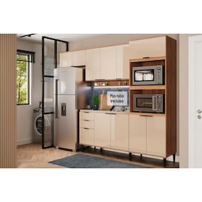 Cozinha Completa Alpha 4 Peças (2aéreos+1balcão+1torrequente) C4p71 Freijo-off White - Carraro