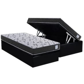Conjunto Box Baú Solteiro: Colchão Espuma Herval Compact AG 65 / Ag Biello + Base CRC Suede Black (88x188)