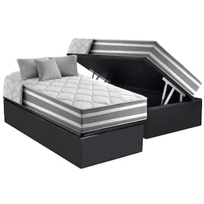Cama Box Baú Solteiro: Colchão Molas Ensacadas D Angelis Anjos Superlastic Duo Sono + Base CRC Suede Gray (88x188)