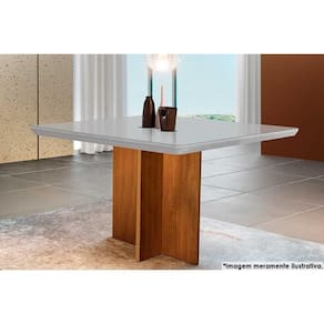 Mesa P- Cozinha Berlim C- Tampo 90x90cm Madeirado Vidro Canto Curvo - Imbuia-off White - Rufato