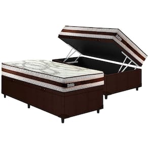 Cama Box Baú Solteiro: Colchão Ortopédico Paropas D45 Paropas Resiste Hotel DF 22 + Base Universal Linhão Brown CRC (88x188)