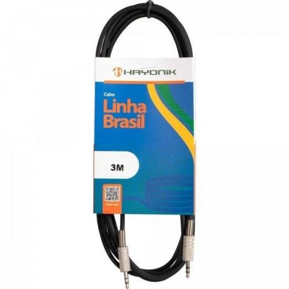Cabo De áudio Linha Brasil P2 Estéreo X P2 Estéreo 3m Preto Hayonik [f003]