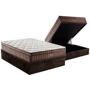 Cama Box Baú Solteiro: Colchão Ortopédico D Angelis Anjos D28 / AG65 Anjos Star + Base CRC Suede Brown (88x188)