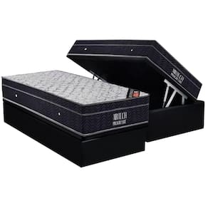 Cama Box Baú Solteiro: Colchão Molas Bonnel Ortobom Nanolastic Airtech Progressive + Base CRC Suede Black (88x188)