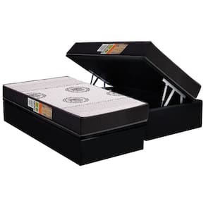 Cama Box Baú Solteiro: Colchão Anatômico Polar D28 Orthoface Black + Base CRC Suede Black (88x188)