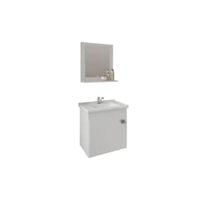 Gabinete de Banheiro Balcão Suspenso Iris c/ Cuba 44cm e Espelheira 40cm Branco - MGM