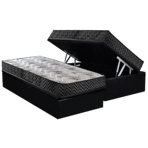 Conjunto Box Baú Solteiro: Colchão Espuma Paropas D45 Pasquale Wave Black + Base CRC Suede Black (88x188)