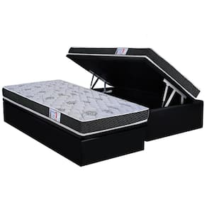 Conjunto Box Baú Solteiro: Colchão Espuma Orthoflex D20 ComfortPedic + Base CRC Suede Black (88x188)