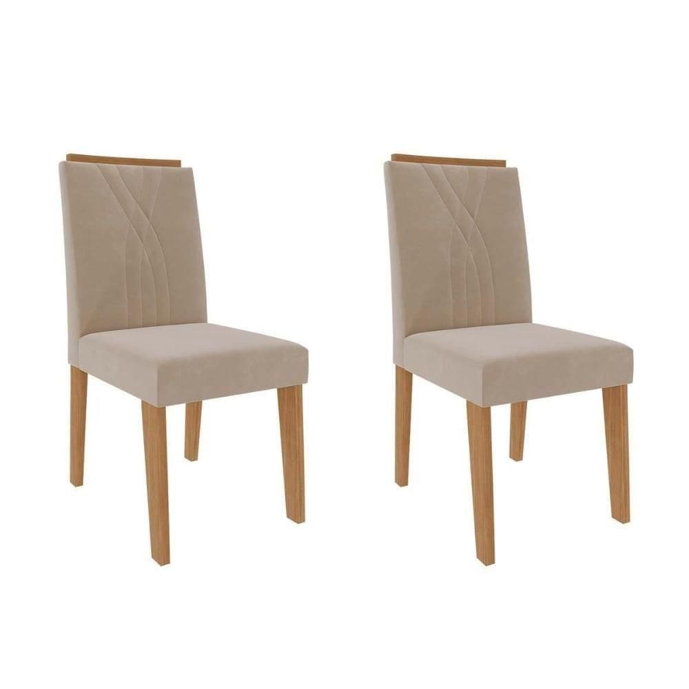 Kit 2 Cadeiras De Cozinha Nicole Savana-nature-suede Nude Bege - Cimol