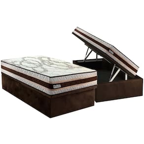 Conjunto Box Baú Solteiro: Colchão Espuma Paropas Resiste Double Face AG D45 + Base CRC Suede Brown (88x188)