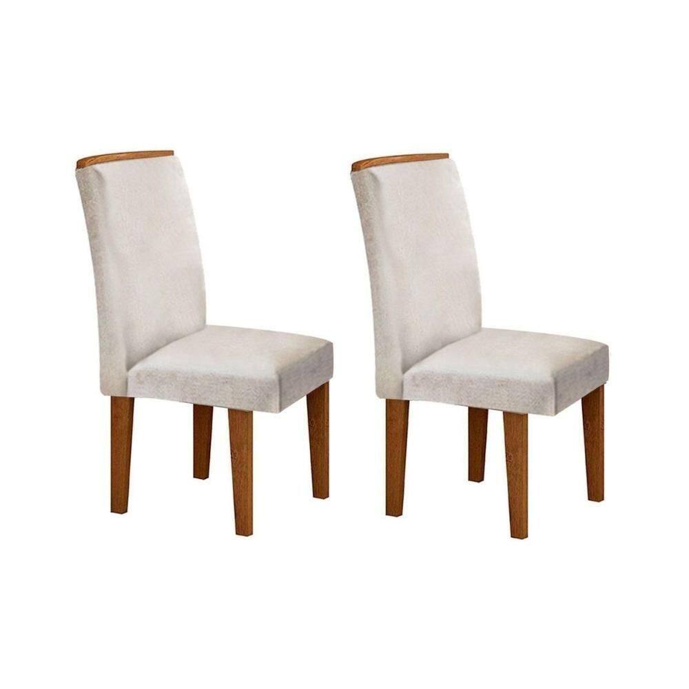 Kit 2 Cadeiras De Cozinha Lunara Imbuia-capuccino-suede Creme - Rufato