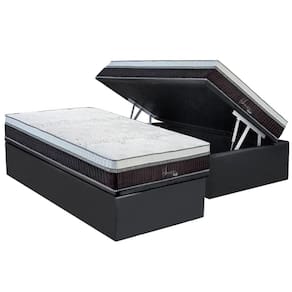 Cama Box Baú Solteiro: Colchão Molas Ensacadas Polar Superlastic Serenatta + Base CRC Suede Gray (88x188)