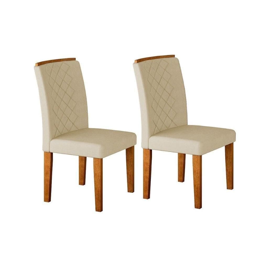 Kit 2 Cadeiras De Cozinha Jade Madeira Capuccino-suede Creme - Rufato