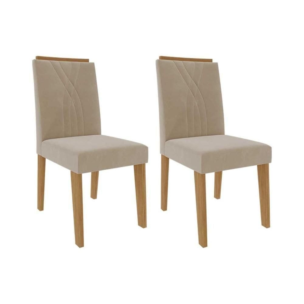 Kit 2 Cadeiras De Cozinha Nicole Savana-nature-suede Nude Bege - Cimol