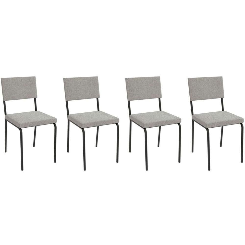 Cadeira Sala De Jantar Zaria 2c128 Kit 4 Un Preto Fosco-boucle Cinza A056 - Kappesberg