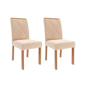 Kit 2 Cadeiras Sala Jantar Fernanda Wood 2 Un Savana-madeirado-suede Nude Bege - Cimol