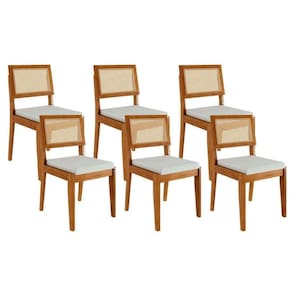 Cadeira Sala De Jantar Rainha Kit 6 Uni Natural - Nesher