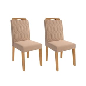 Kit 2 Cadeiras Sala Jantar Paola Wood 2 Un Madeirado-suede Nude Bege - Cimol